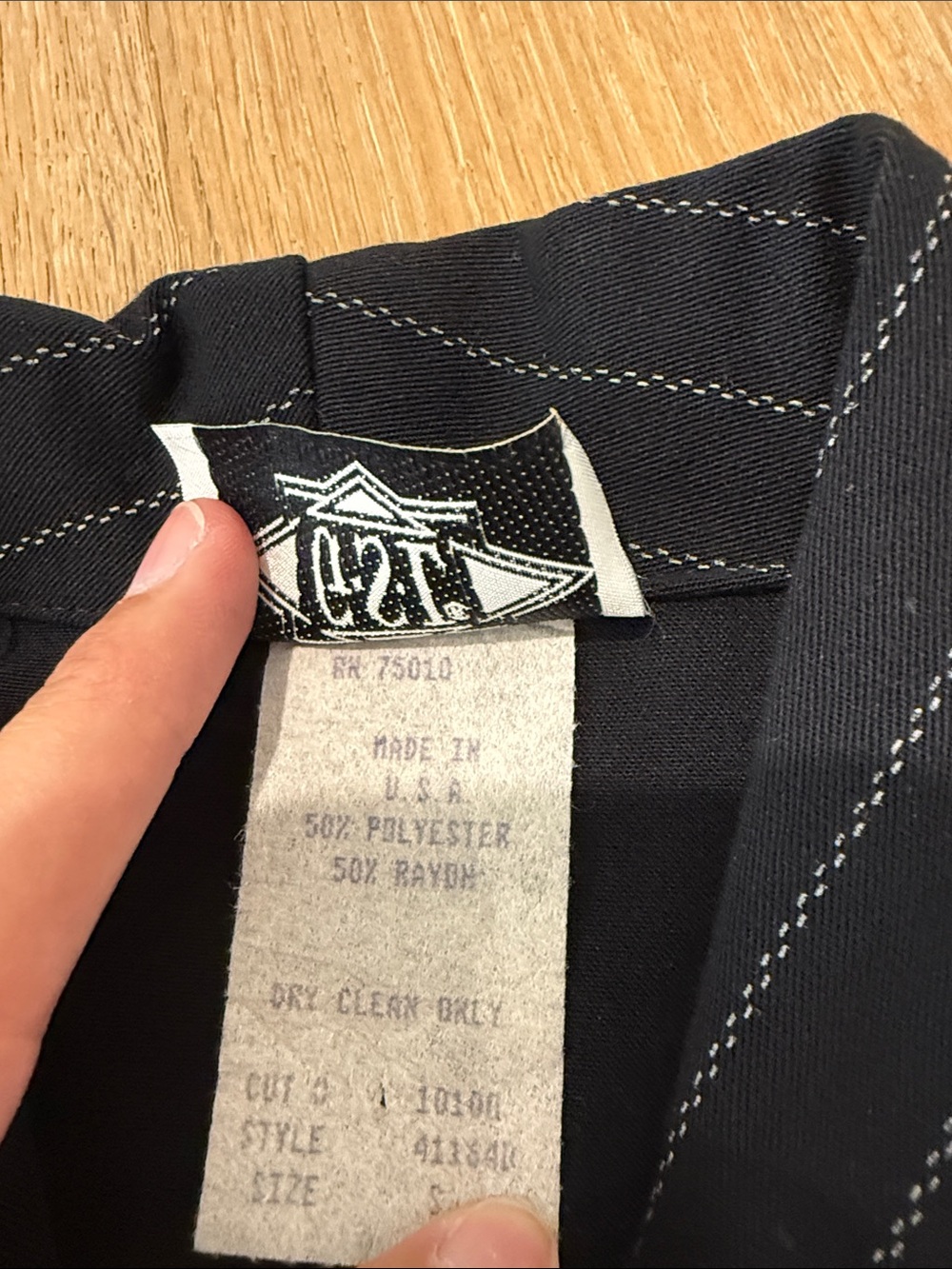 Black Pinstripe Sleeveless Button-Down Vest Top - Picture 5 of 7